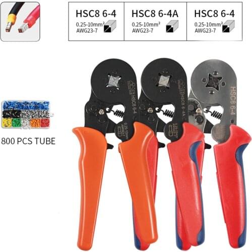 HSC8 6-4 Crimping Pliers Crimper Tubular Terminal 0.25-10mm2 Crimper Suit Pliers Hand Tools Crimping Terminals Box 0.5-10 Suit
