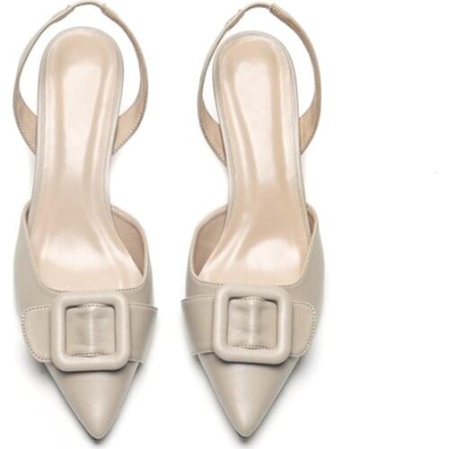 One- Character Sandal Summer Shoes 2021 Sexy Thin Heel Pointed Single Shoes High-heeled Shoes Female Temperament Size 33-42