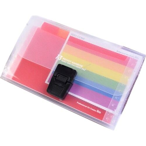 A6 Plastic 13 Pockets Expanding File Folder Protable Bill Receipt File Pouch Folder Organizer Organ File Holder Office Supplies