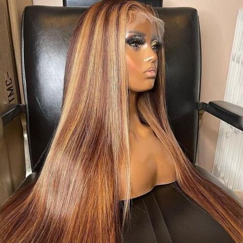 Virgo 13X4 Highlight Wig 30 Inch Human Hair Wigs for Women Ombre Straight Lace Front Wig Highlight Lace Front Human Hair Wigs