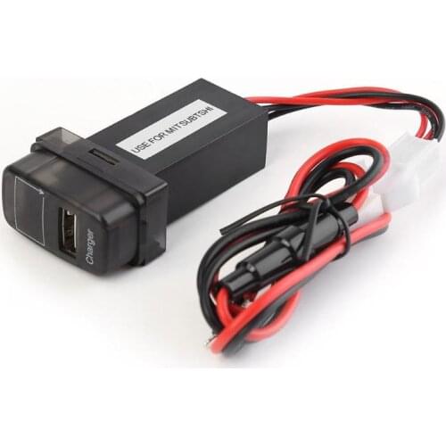 12V USB Car Charger Adapter with Blue LED Voltmeter 12V 24V to 5V 2.1A USB Phone Charger Socket For Mitsubishi