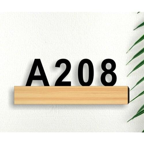 Plate House Number Home Hotel Signboard Buiding Floor Number Sign Rack Acrylic Number Letter Wooden Bracket