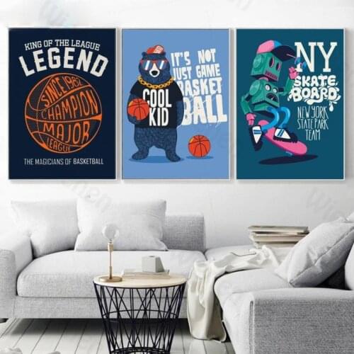 Comics Pop Poster Hip Hop Bear Robot Canvas Painting Animal Wall Picture Kids Boy Room Home Decoration Mural Wall Art Unframed