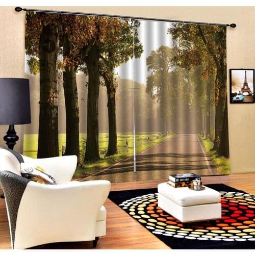 Auturn scenery curtains 3D Curtain Luxury Blackout Window Curtain Living Room road tree curtains Blackout curtain