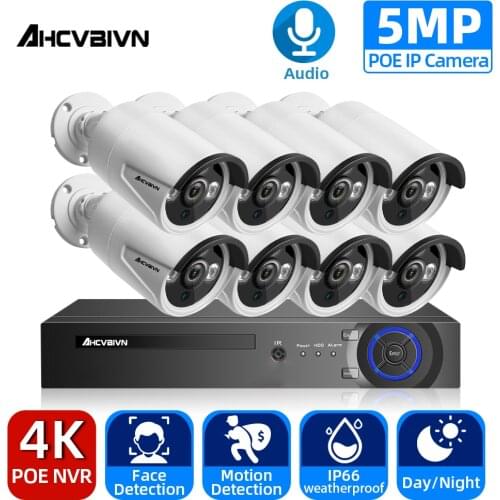 Real time face detection Security System 8CH NVR Kit POE IP Camera IR Outdoor IP66 Motion Detection CCTV Video Surveillance Kits