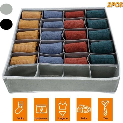2pcs Baby Clothes Drawer Foldable Wardrobe Organiser with 24 Cells Ties Non-woven Fabric Drawer Divider Underwear Storage Boxes