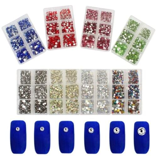 1688pcs SS3~SS20 AAAAA Top Quality Crystal Non Hotfix glitter Nail art Rhinestone Super Bright Glass Strass Nail art Decorations