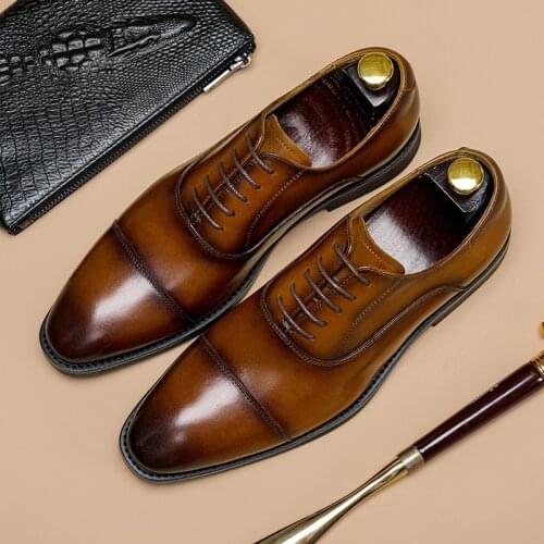 Genuine Leather Men Shoes Japanese Oxford Elegant Office Dress Shoes For Men Business Pointed Toe Suit Shoes