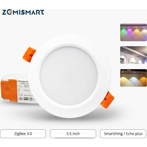 Tuya ZigBee Downlight Work with Tuya Zigbee Hub Smart RGBW Led Recessed Ceiling Light Compatible with Smartthings Echo plus