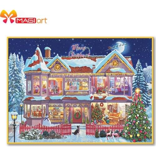 Cross stitch kits Embroidery needlework sets 11CT water soluble canvas patterns 14CT Full Merry Christmas Town NCMC131