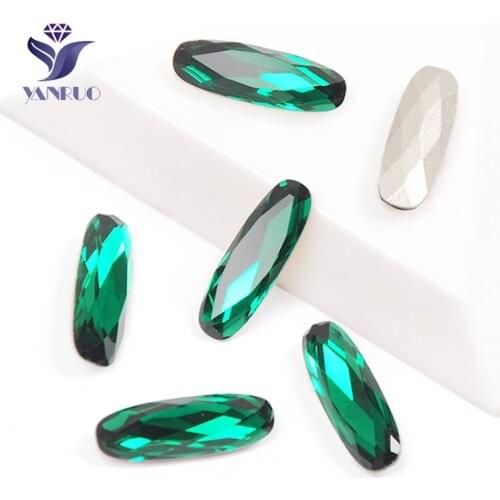 YANRUO 4161 Elongated Baguette Emerald K9 Crystal Diamonds For Crafts Glass Crystal Rhinestones Jewelry To Sew Claws