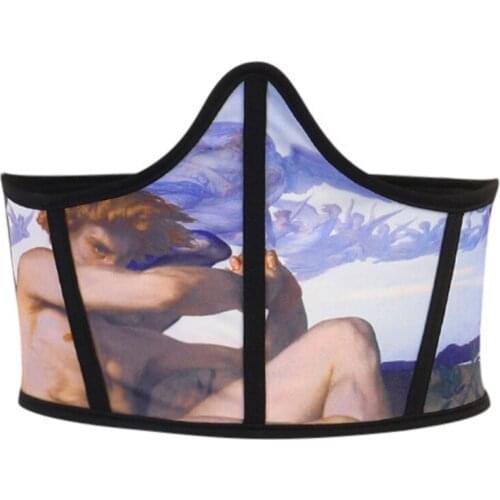 Women Corset Bustier Tops Steel Boned Underbust Corset Skull Print Steampunk Waist Training Burlesque Corselet