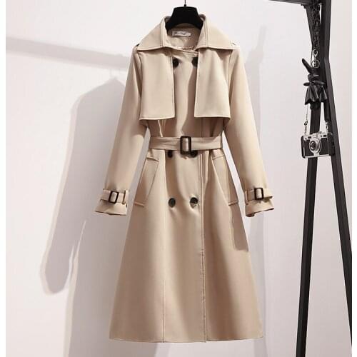 High-End 2021 Autumn Women Trench Coat With Belt Women Clothes Coat Casaco Feminino Harajuku Abrigo Mujer Long Trench Femme