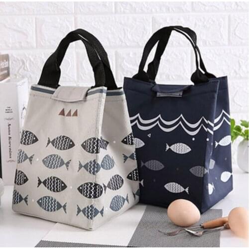 1Pcs High Quality New arrival lunch bag fish pattern handbag picnic insulation cold portable oxford bag