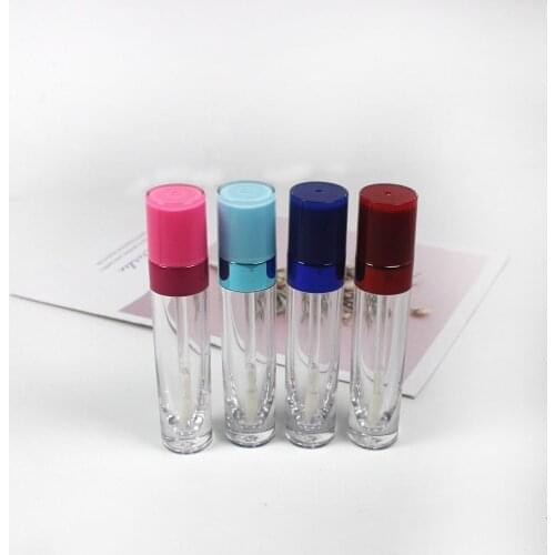 10pcs 8ml Transparent Plastic Lip Gloss Tubes Red Blue Electroplating Circle Cosmetic Lipgloss Packaging Container