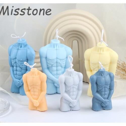 10CM 14CM Male Body Candle Silicone Two Halves Mold Household Aromatherapy Men Human Mouldking Art Bust Soy Wax Torso Statue