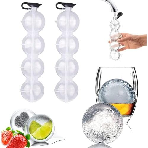 4 Cavity Whiskey Ice Cube Maker Mold Sphere DIY Ice Cream Maker Plastic Ice Mould Whiskey Ice Tray Bar Tool Kitchen Gadget