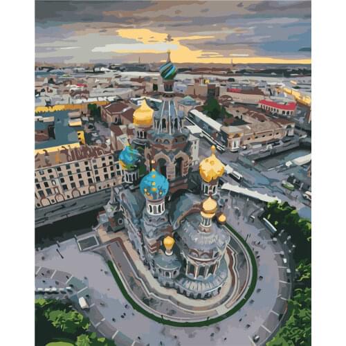 40*50CM Home Decoration Wall Painting Accept Booking Church From The Perspective Of High Altitude Painting By Numbers