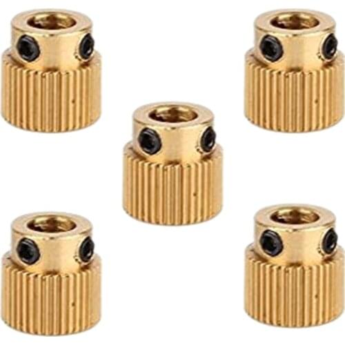 5Pcs Rugged 3D Printer Parts Driver 40 Tooth Gear Brass Extruder Wheel Gear for Printer Cr-10 Cr-10S S4 S5 Ender 3 Pro
