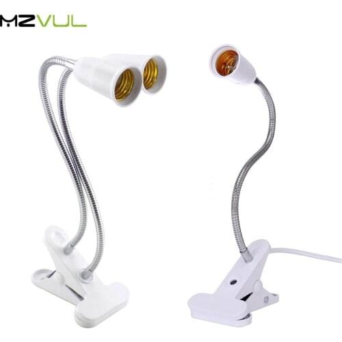 AC85-265V Led Lamp Holder E27 Socket EU/US Plug Single/Double Flexible Clip Switch Lamp Socket Desk Light LED Plant Grow Bulb