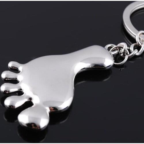 Free shipping Wholesale Zinc Alloy Foot Shaped Keyring Metal Foot Pendant Keychain sports trinket feet key ring for gift