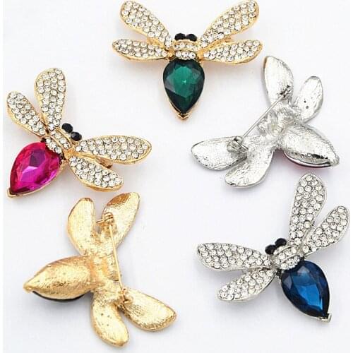 Big Waterdrop Crystals Lovely Little Bees Brooch Fashion Bee Brooch Pin For Women Gift Broaches