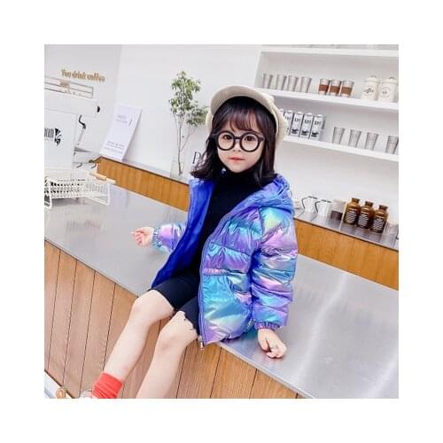 Kids Outwear 2020 Autumn Winter Children Girls Jacket Hooded Waterproof Boys Shiny Down Coat 2-8 Years Kids Baby Outerwear Parka