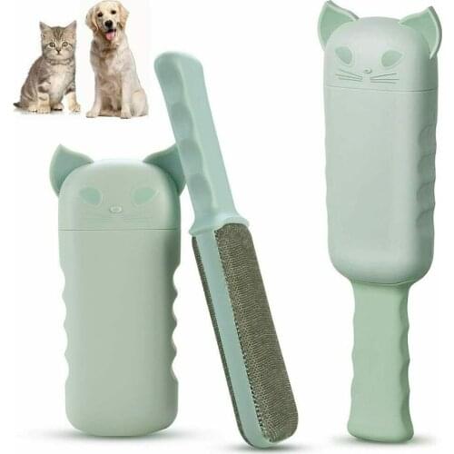 Double Sided Pet Hair Remover Brush w/Self-Cleaning Case for Dogs,Cats,Clothes