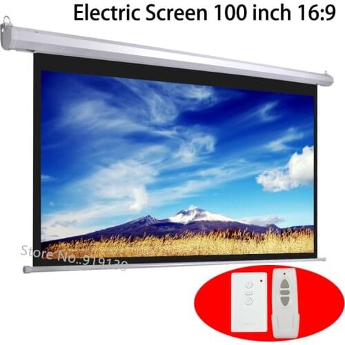 HD 100 Inch 16:9 Electric Screen For 3D LED DLP Projector Motorized Projection Screens DHL FedEx Quick Delivery