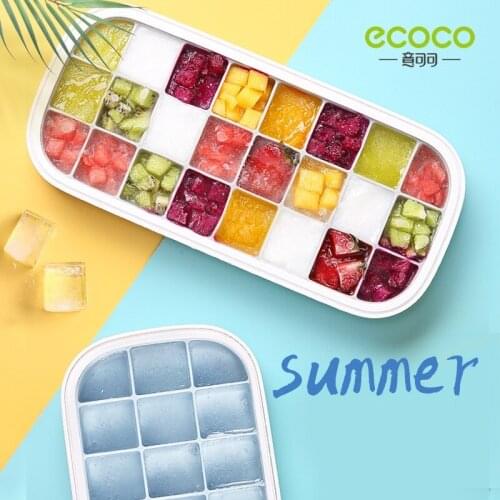 Ecoco Ice Cube Mold Household Ice Tray Ice Box Quick Freezer with lid Silicone Refrigerator Ice Mold Creative Icy Food DIY