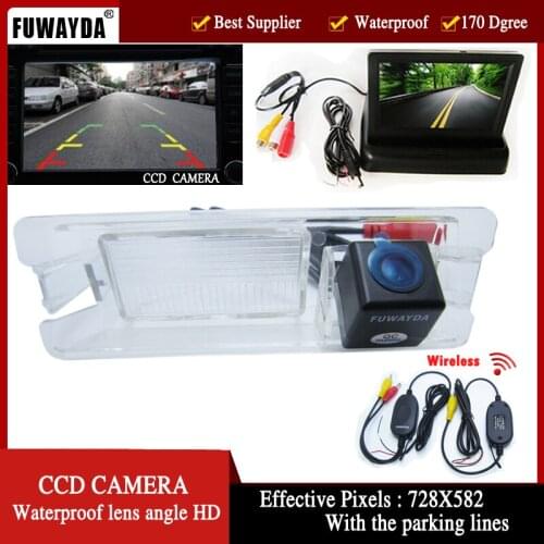FUWAYDA Wireless Color Car Rear View Camera for Nissan March Renault Logan Sandero,with 4.3 Inch foldable LCD TFT Monitor HD