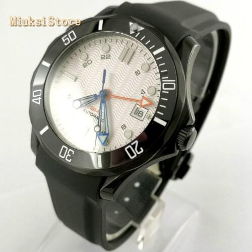 Bliger 41mm sapphire glass ceramics bezel black PVP case sterile dial date luminous rubber strap automatic mens top luxury watch