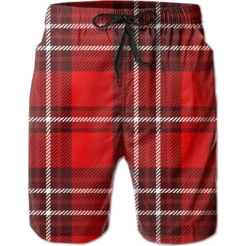 Mens Swimwear Swim Shorts Trunks Red And White Plaid In Burgundy Beach Board Shorts Swimming Swimsuits Mens Running Sports