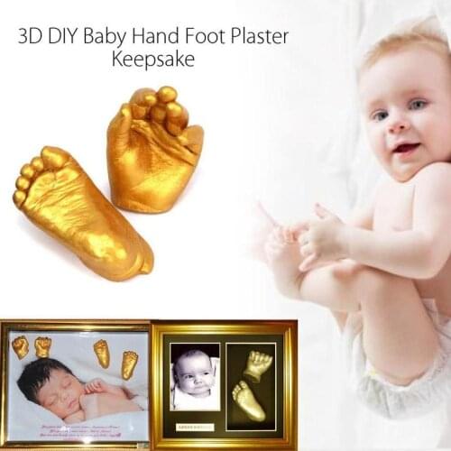1 Set Baby 3d Hand Foot Print Mold Powder Plaster Casting Kit Handprint Footprint Keepsake Gift Baby Growth Memorial Manual New