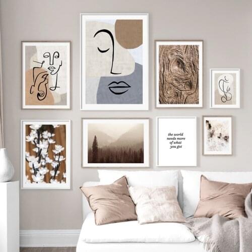 Wall Art Canvas Painting Flower Mountain Face Abstract Painting Nordic Posters And Prints Wall Pictures For Living Room Decor