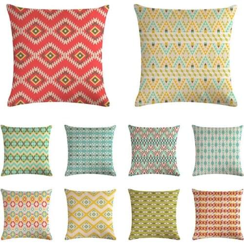 Stripe geometric color matching cushion cover square pillow cover linen car sofa decorative cushion cover 45x45