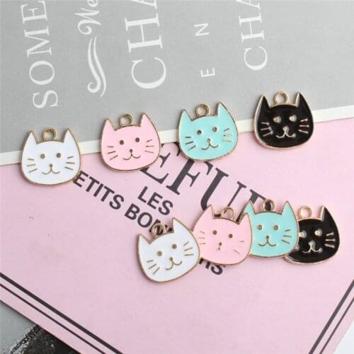 New style 50pcs/lot alloy drop oil cartoon cats shape metal floating locket charms diy jewelry earring/garment accessory