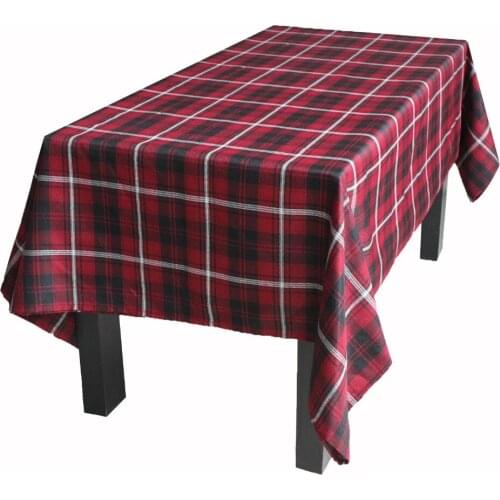 Gift Set 1pcs TableCloth 60"x84" with 4pcs Table Napkin Jacquard Design Red Plaid Check Table set P1768-set