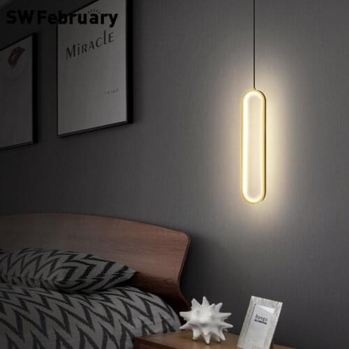 Nordic Pendant Lamp Minimalist Gold Black Round With Long Wire Dimmable LED High Ceiling Hanging Light for Bedside Decor