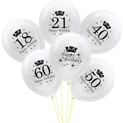 10Pcs Age Transparent Balloons Air 18 21 30 40 50 60 Years Happy Birthday Party Decorations Adult Helium Clear Balloons