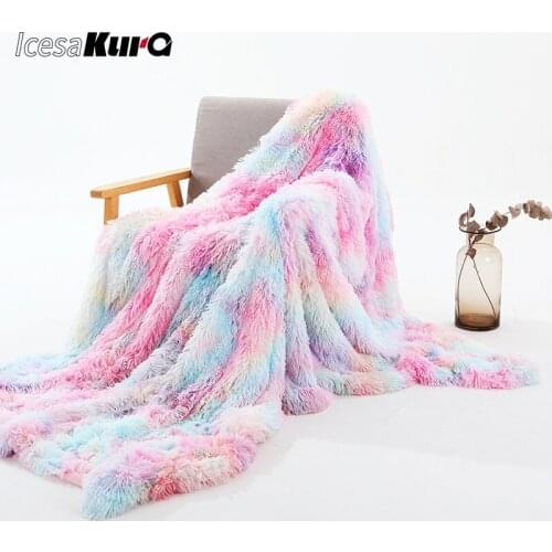 Fluffy Long Plush Throw Blanket Super Soft Double-sided Bedspread Blanket Shaggy Shawl Blanket for Adults Keep Warm In Winter