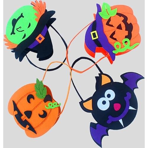 Multicolor Halloween Candy Bag Premium Non-Woven Bat Witch Pumpkin Candy Bag Trick Or Treat Tote Bag Festive Party Supplies