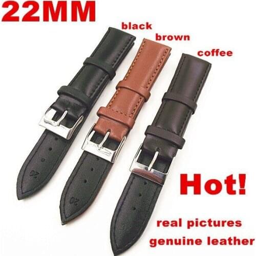 Wholesale High quality 50PCS/lot 22MM genuine leather watch band watch strap watch parts-black ,brown,coffee color-4106
