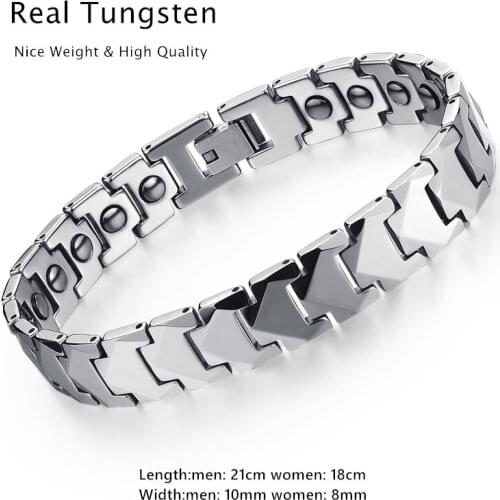 8/10mm Silver Tungsten Carbide Bracelet High Polished Anti-Fatigue Back Inlay Health Magnet Bangle Fashion Accessories