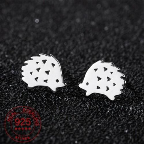 Cute Cartoon Small Animal Snake Mouse Cat Butterfly Hedgehog Stud Earrings for Women Girl Fine 925 Sterling Silver Jewelry