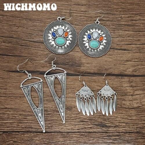WICHMOMO Retro Bohemia Zinc Alloy Triangle Sector Earrings Womens Accessories Gifts EST005