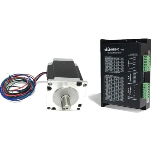 4Nm Nema34 Stepper Motor 86x80mm 1.8degree 2-Phase Milling Double Keyway Shaft+ AC/DC Driver Screw Machine Stepper Motor Driver