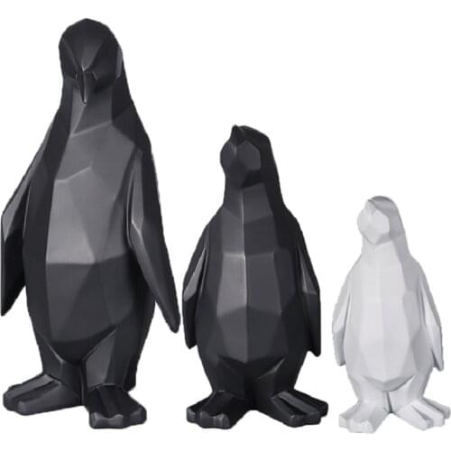Modern Abstract Penguin Sculpture Geometric Resin Penguin Statue Model Home Office Nordic Wildlife Decor Gift Art Craft Ornament
