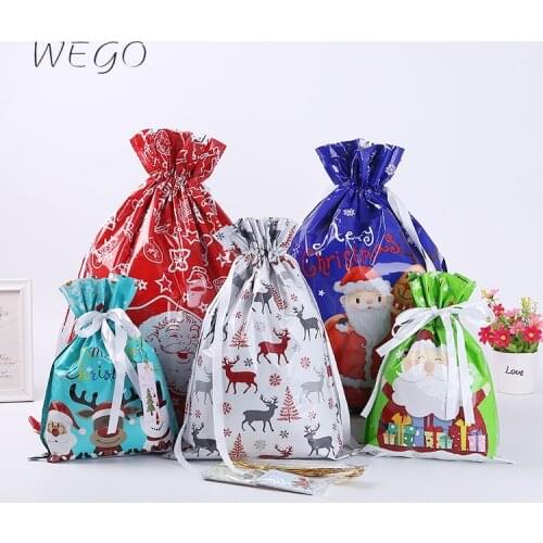 30pcs Snowflake Drawstring Pocket Customized Christmas Gift Bag New Candy Bag Happy New Years Packing Bags Drawstring pocket