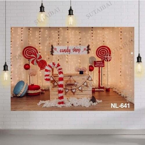 Candy House Christmas Winter Backdrop for Photography Newborn Kids Children Birthday Portrait Photo Background Photocall Vinyl